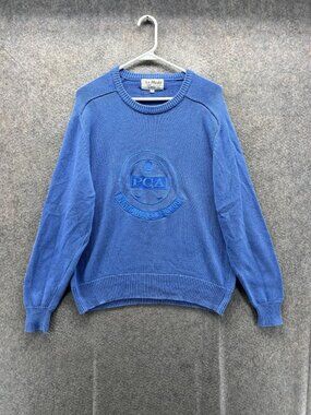 PGA National Golf Club Sweater Men Large Blue Golf Knit Crewneck La Mode USA VTG